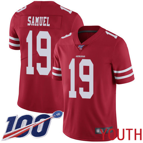 San Francisco 49ers Limited Red Youth Deebo Samuel Home NFL Jersey #19 100th Season Vapor Untouchable